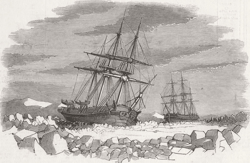 BARROWS STRAITS. Enterprise & Investigator, ice 1849 old antique print picture